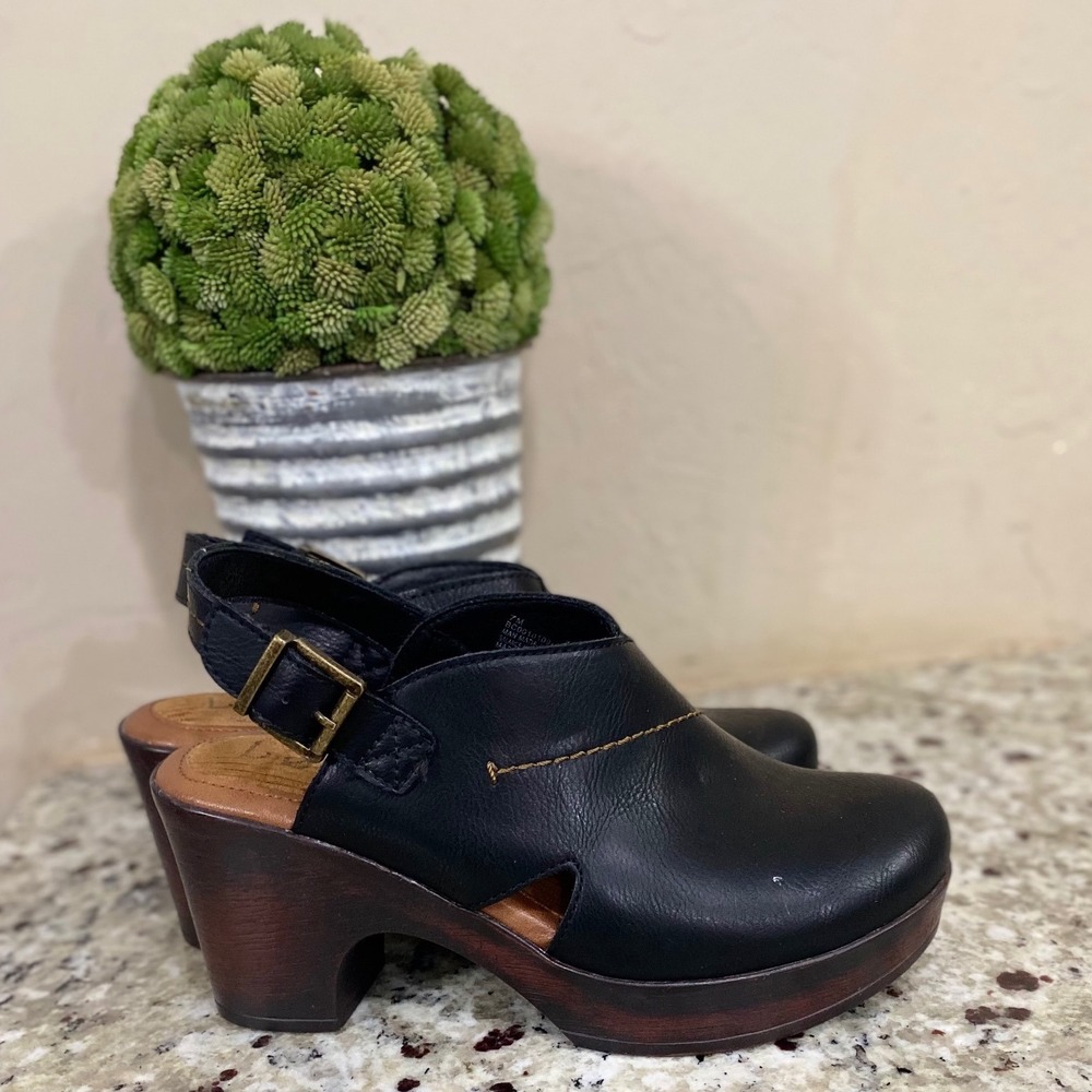 B.O.C. Womens Black Slingback Clog Platform Heels BC0010109‎ Size 7M - Picture 2 of 8